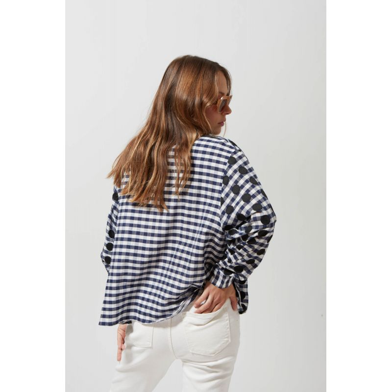 NAVY ROSALIE POIS SHIRT