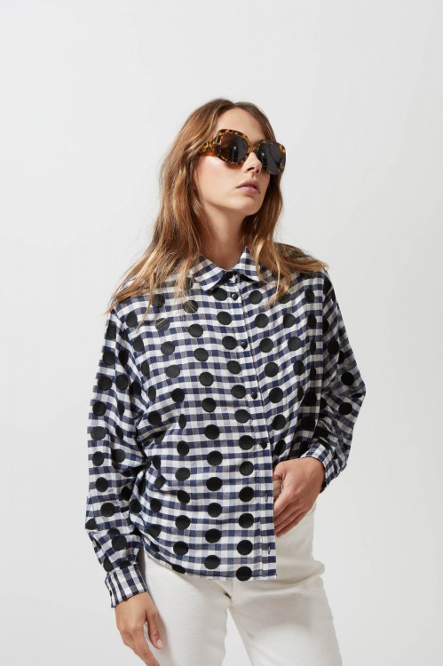 CHEMISE ROSALIE POIS MARINE