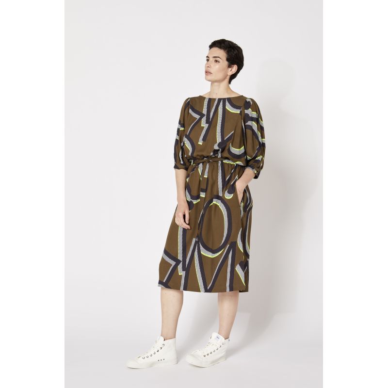 KHAKI SAYA MONOGRAMME DRESS