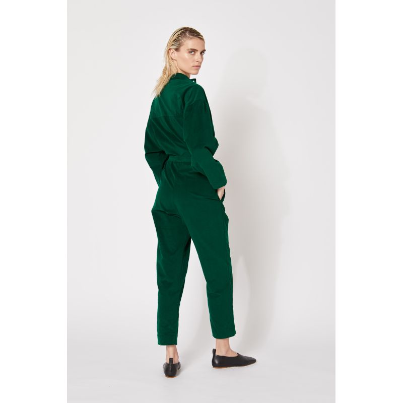 SOLID GREEN VELVET MONICA JUMPSUIT