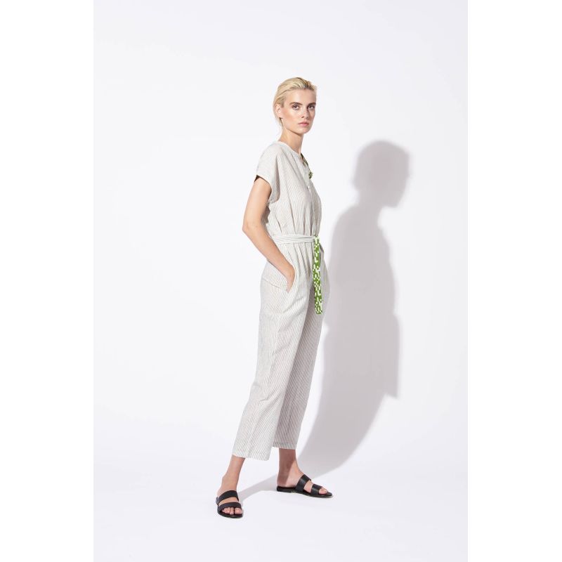 BLUE MESSINA PIQUÉ JUMPSUIT
