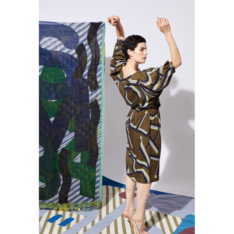 KHAKI SAYA MONOGRAMME DRESS