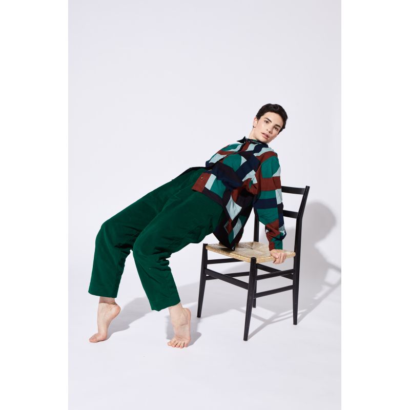 PANTALON OLIVIA VELOURS UNI VERT