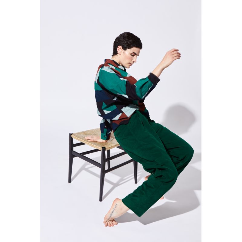 SOLID GREEN VELVET OLIVIA PANTS