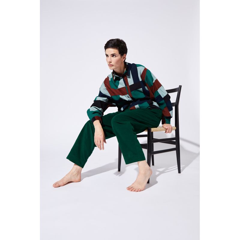 SOLID GREEN VELVET OLIVIA PANTS