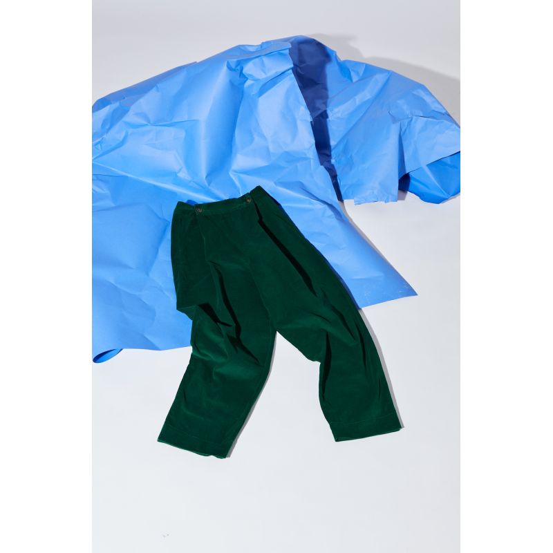 PANTALON OLIVIA VELOURS UNI VERT