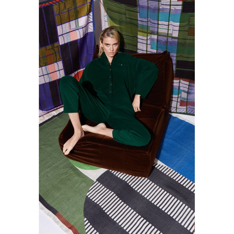 SOLID GREEN VELVET MONICA JUMPSUIT