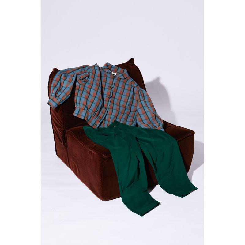 SOLID GREEN VELVET OLIVIA PANTS