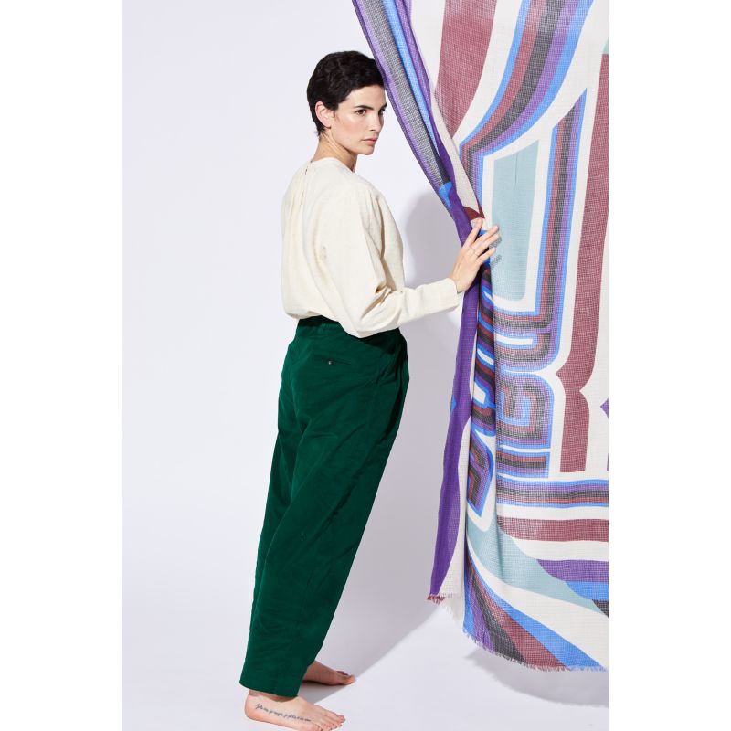 SOLID GREEN VELVET OLIVIA PANTS