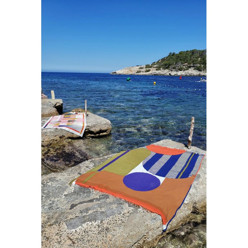 RUST KHAKI ABSTRACT BEACH TOWEL
