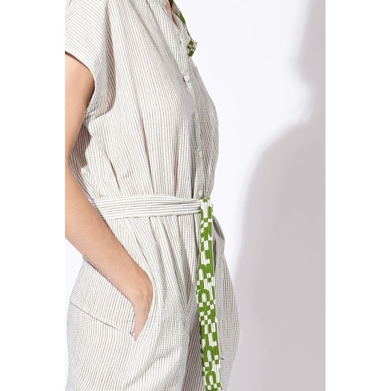 BLUE MESSINA PIQUÉ JUMPSUIT