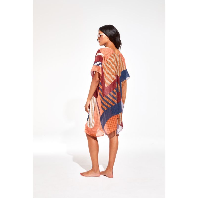 Elia Carte Postale Brown Short Beach Dress