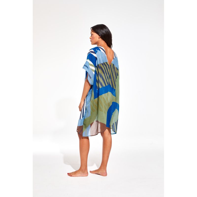 Elia Carte Postale Blue Short Beach Dress