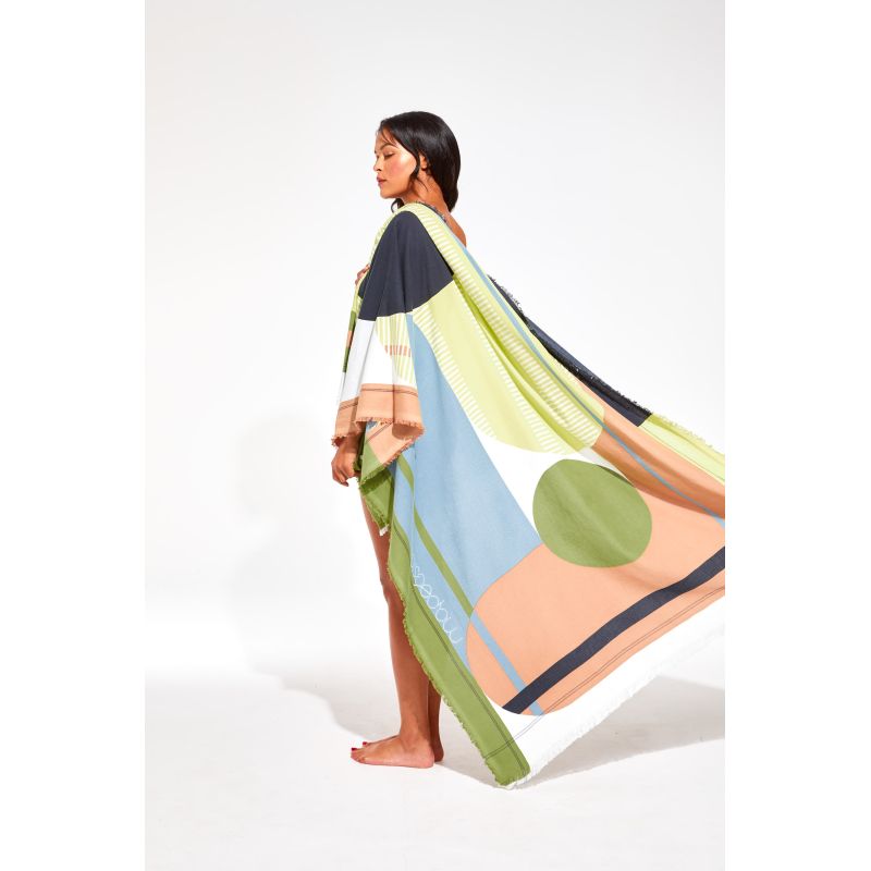 Drap De Plage Abstract Lime