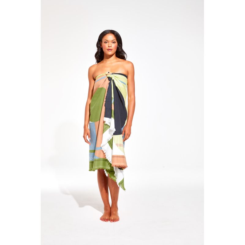 Drap De Plage Abstract Lime