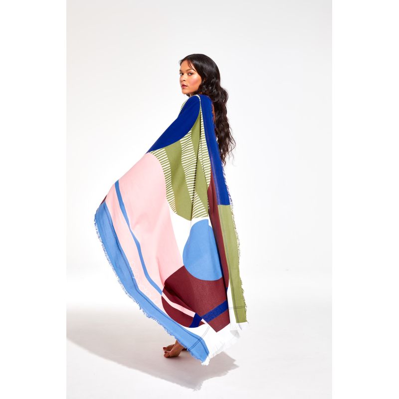 Drap De Plage Abstract Kaki Rose