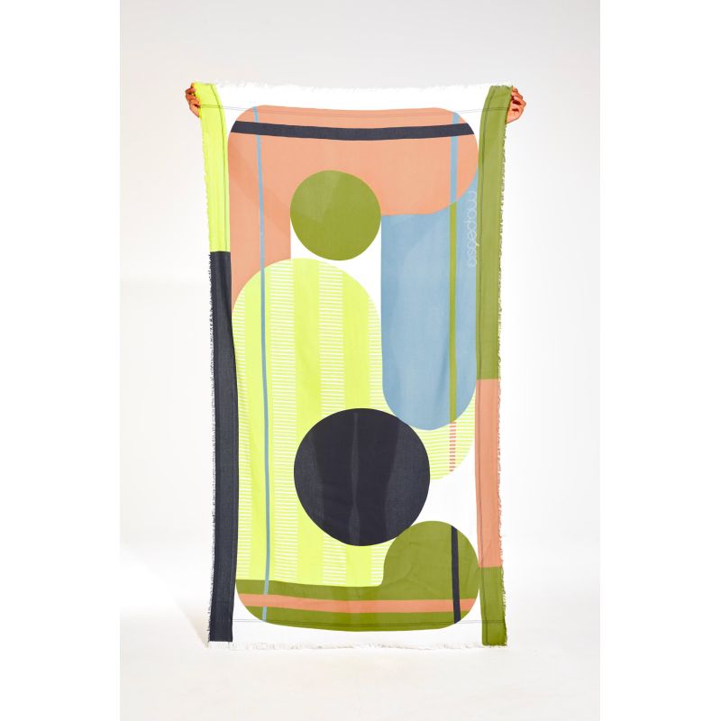 Drap De Plage Abstract Lime