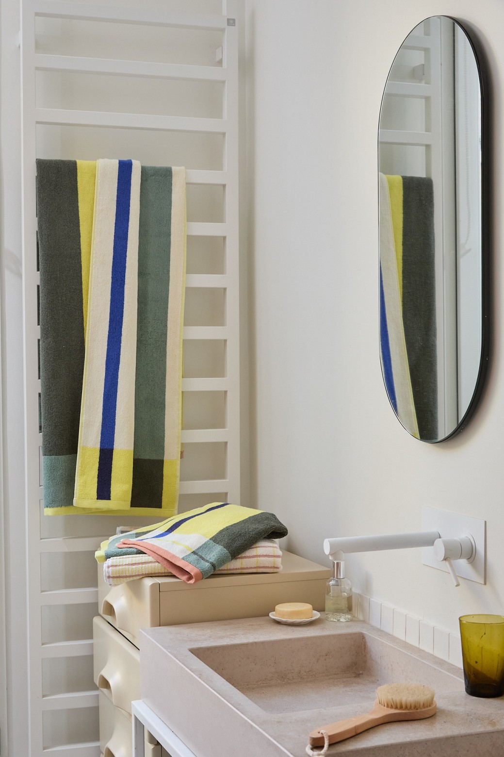 Serviette de bain Color Block jaune  100x170