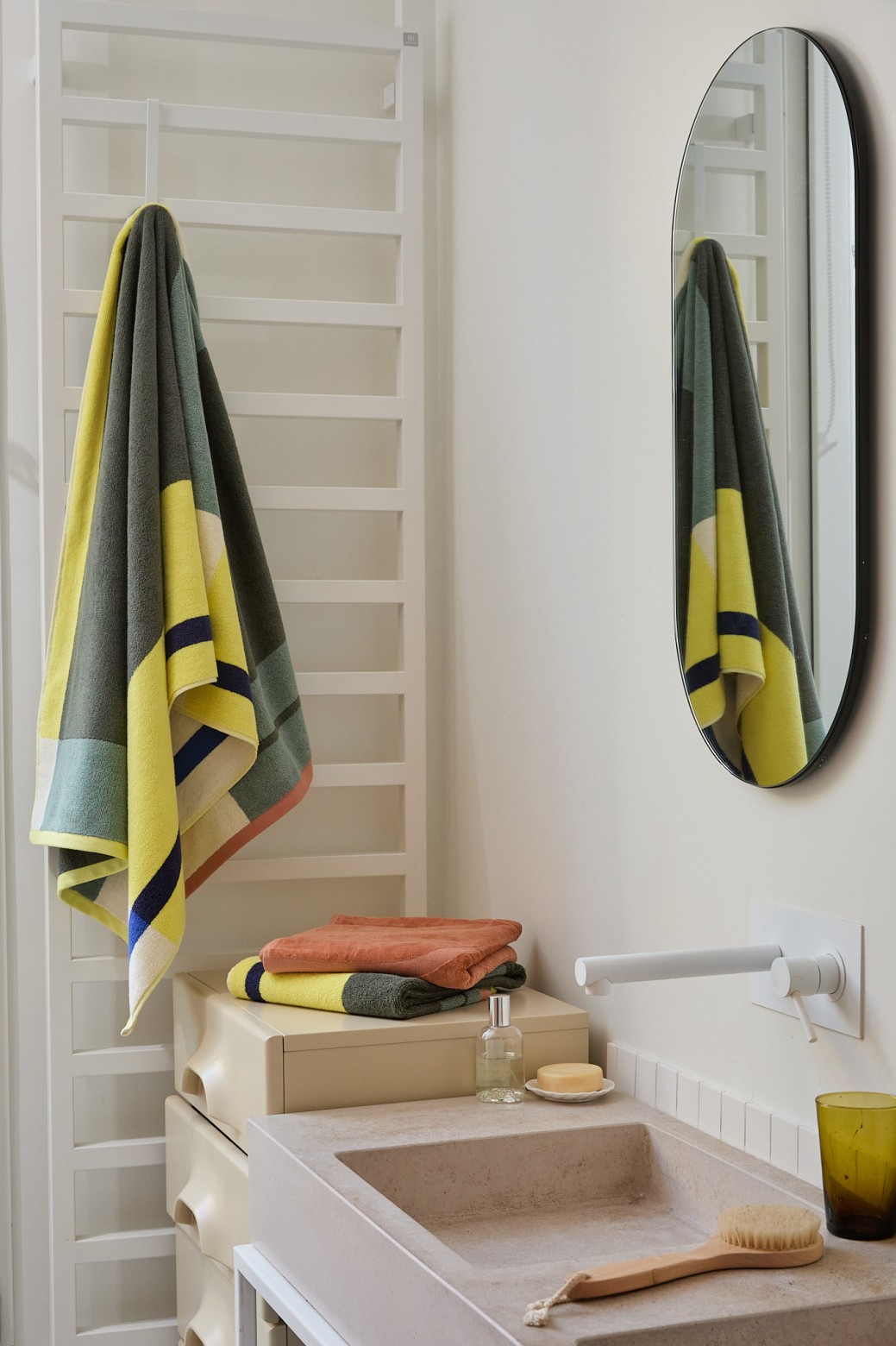 Serviette de bain Color Block jaune 100x170 Serviette de bain Color Block jaune 100x170