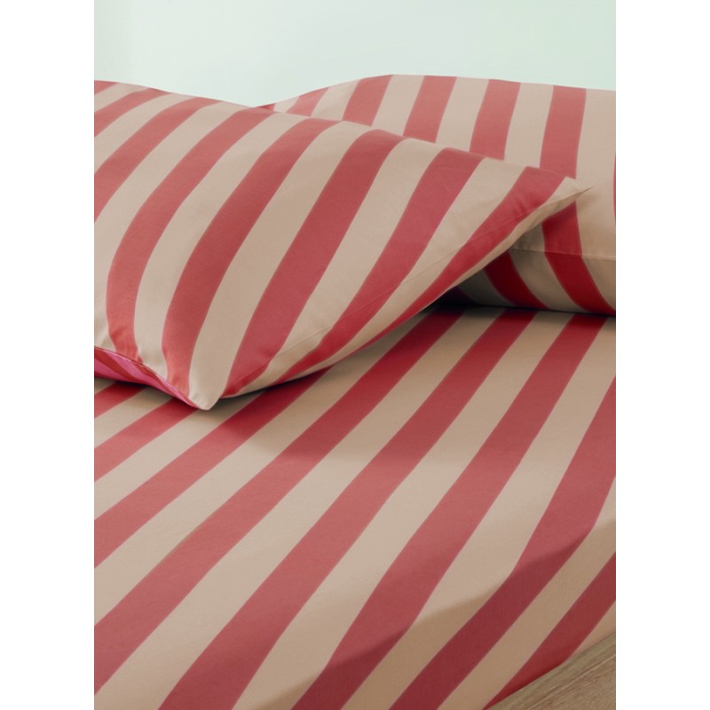 Drap Housse Diagonal Rose   160x200+30