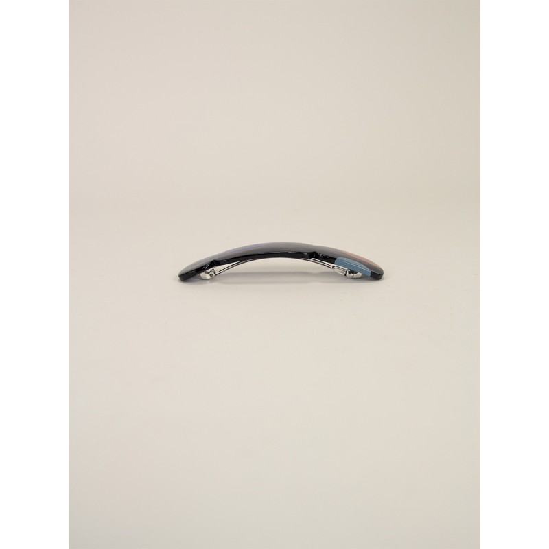 Barrette Nymphe en corne noire et laque Bleu