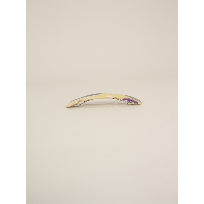 Barrette Nymphe en corne blonde et  laque Parme