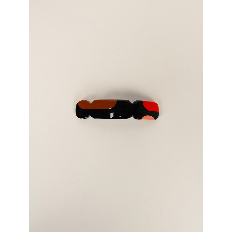 Barrette Nymphe en corne noire et  laque Roux