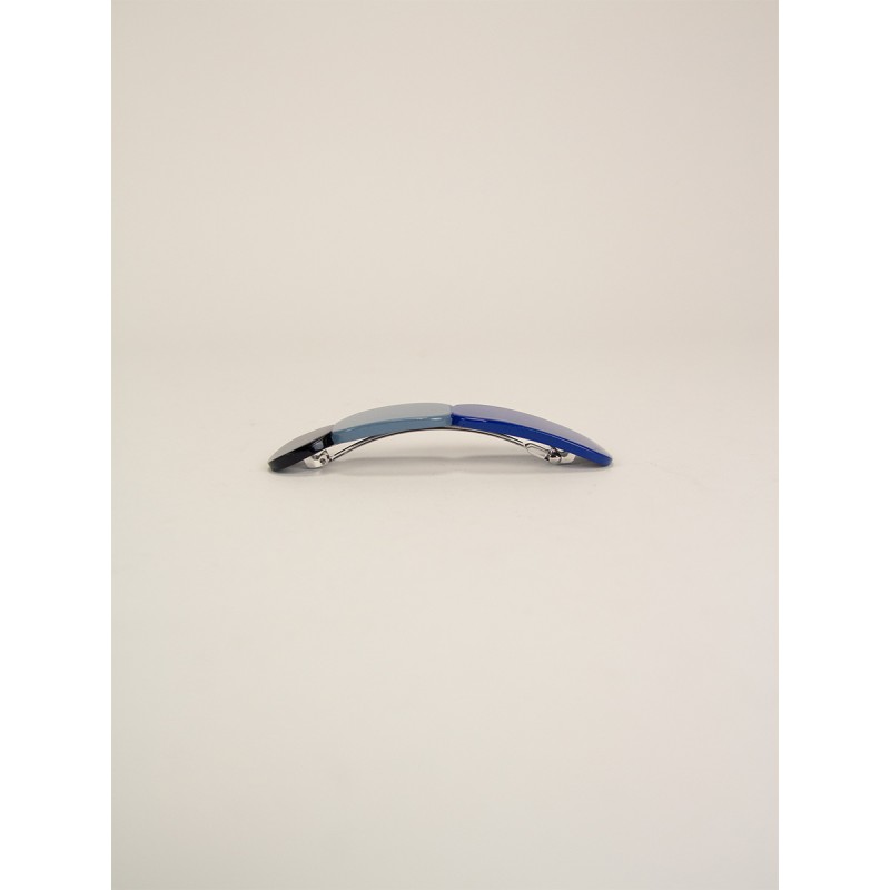 Barrette Totem en corne noire et laque Bleu