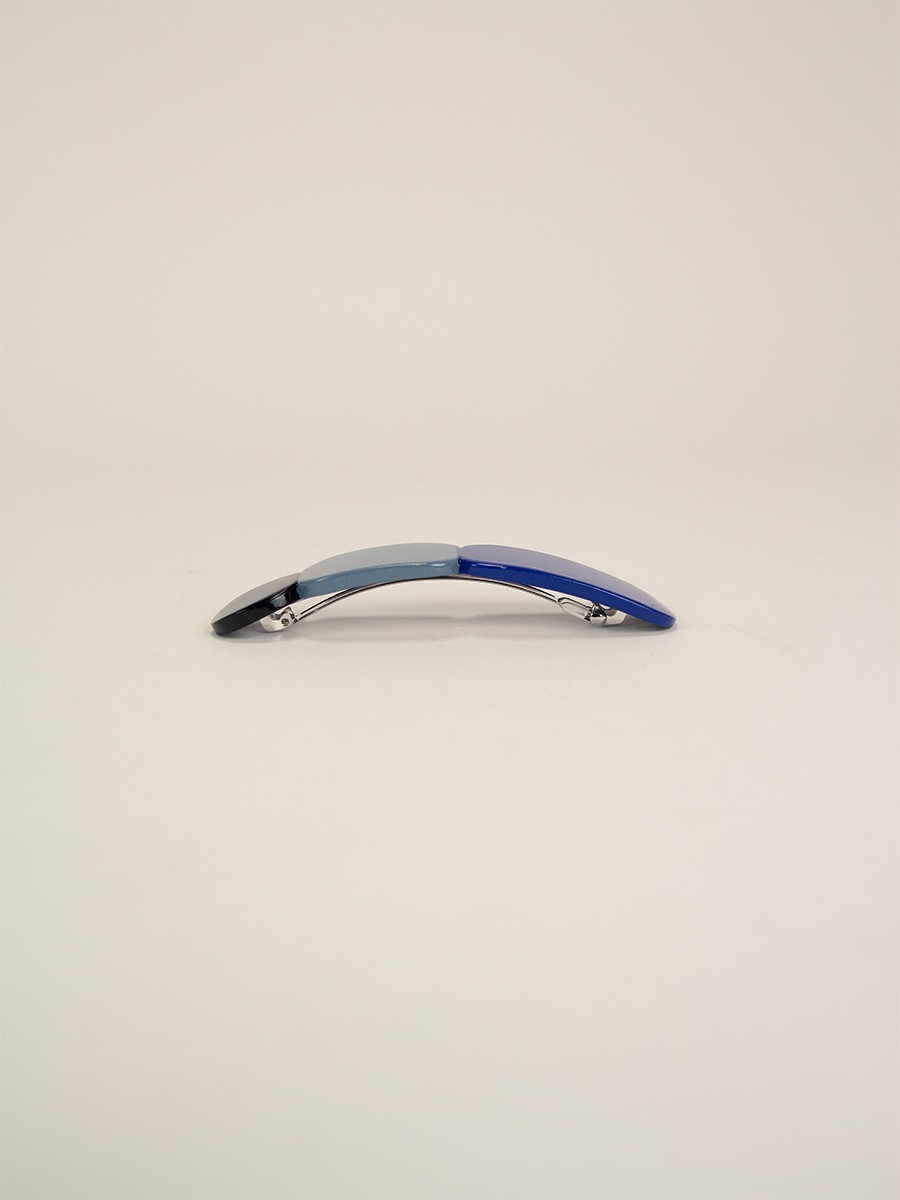 Barrette Totem en corne noire et laque Bleu Barrette Totem en corne noire et laque Bleu