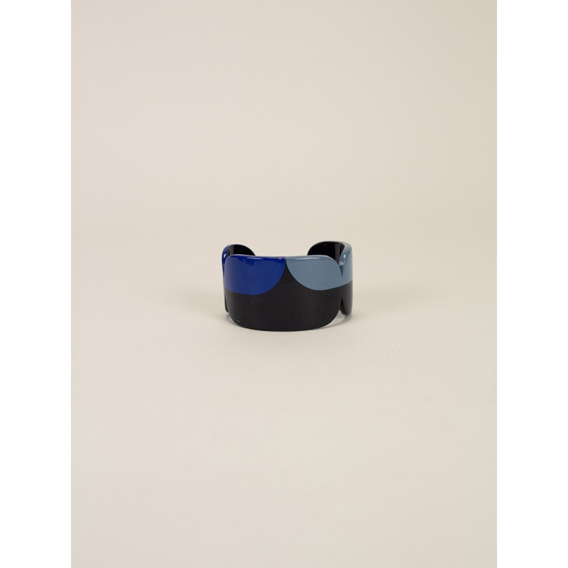 Manchette Nymphe en corne noire et  laque Bleu taille S