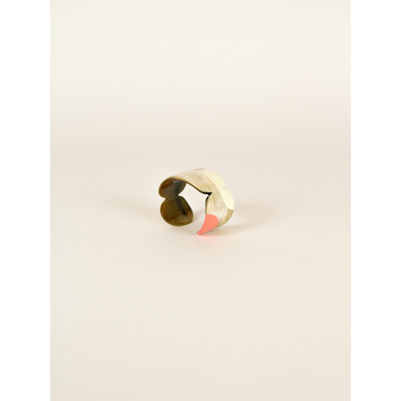 Manchette Nymphe en corne blonde et laque Bordeaux, taille S