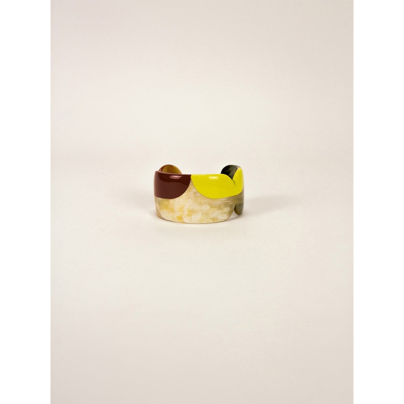 Manchette Nymphe en corne blonde et laque Lime, taille S