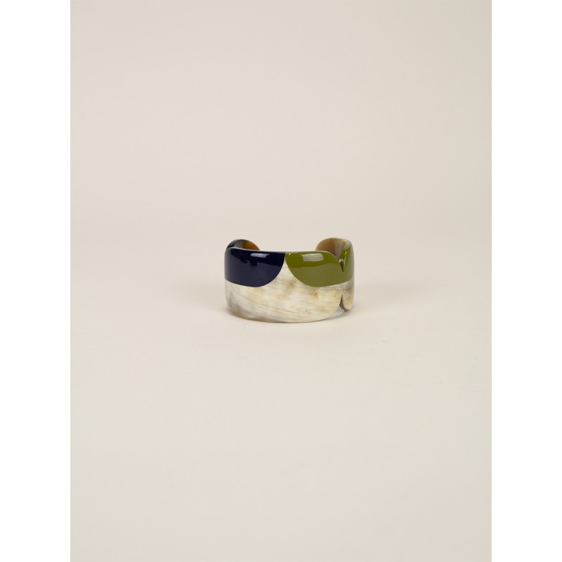 Manchette Nymphe en corne blonde et  laque Parme taille S