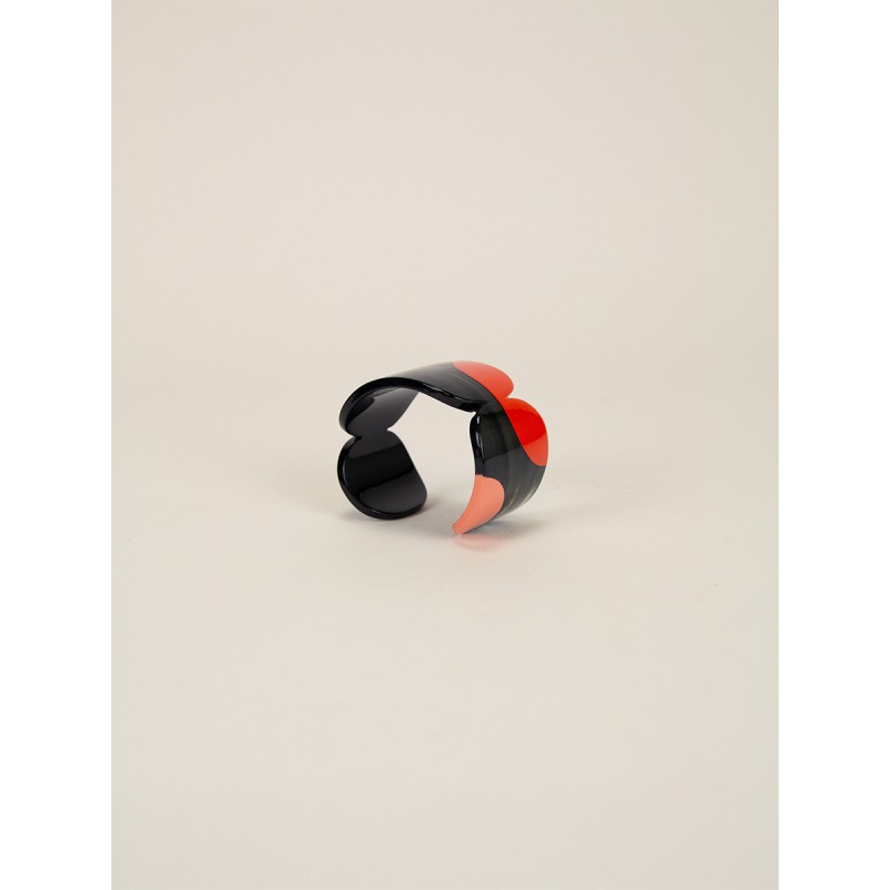 Manchette Nymphe en corne noire et  laque Roux taille S