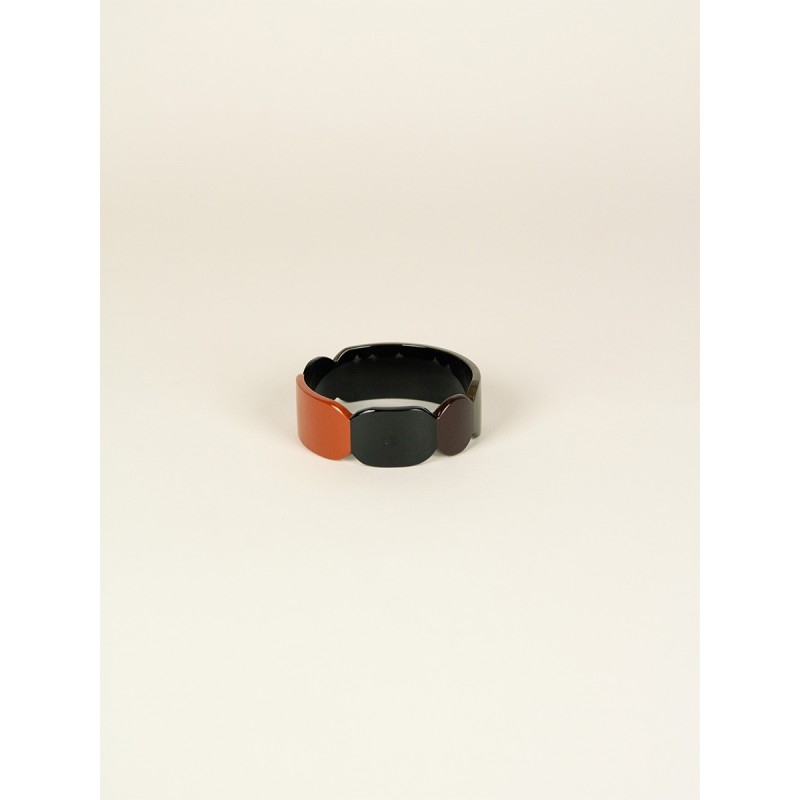Bracelet 25 Totem en corne noire et laque Kaki taille S