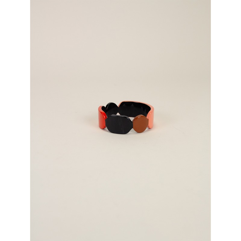 Bracelet 25 Totem en corne noire et  laque Roux taille S