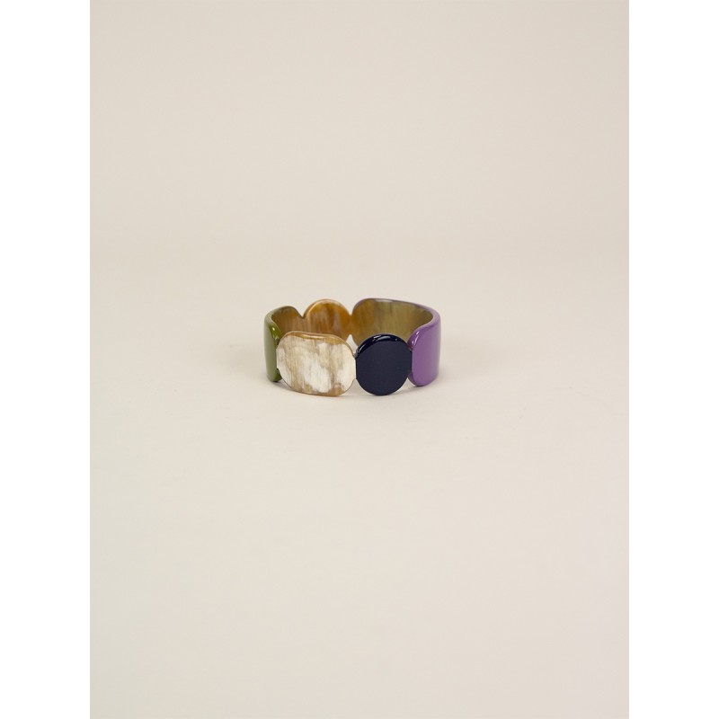 Bracelet 25 Totem en corne blonde et  laque Parme taille S