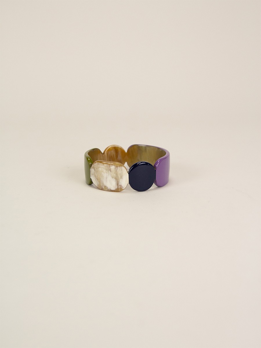 Bracelet 25 Totem en corne blonde et  laque Parme taille S