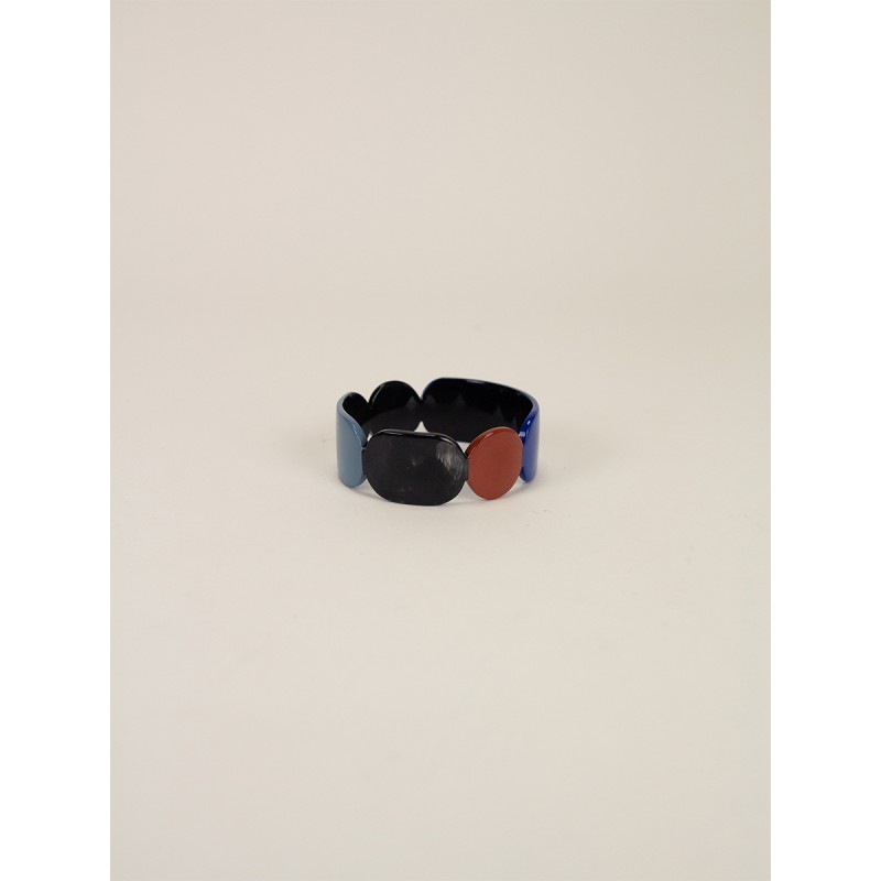 Bracelet 25 Totem en corne noire et  laque Bleu taille S