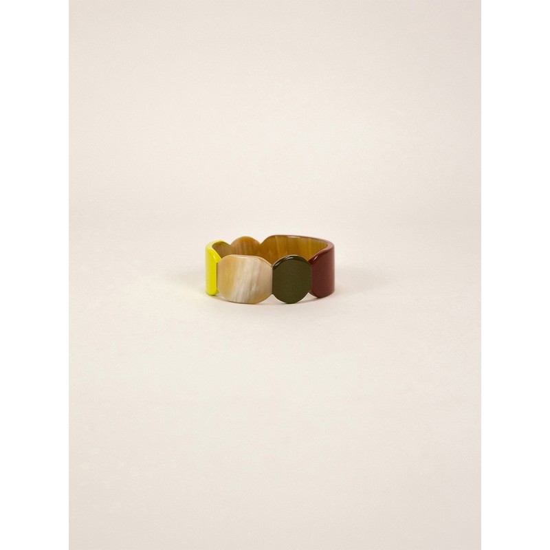 Bracelet 25 Totem en corne blonde et laque Lime taille S