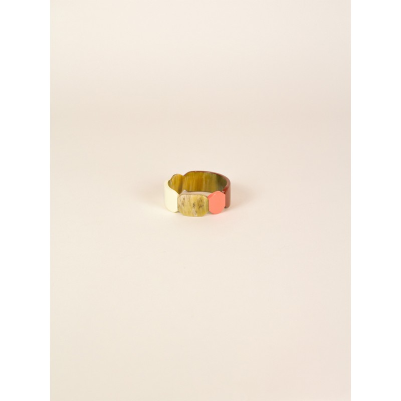 Bracelet 25 Totem en corne blonde et laque Bordeaux taille S