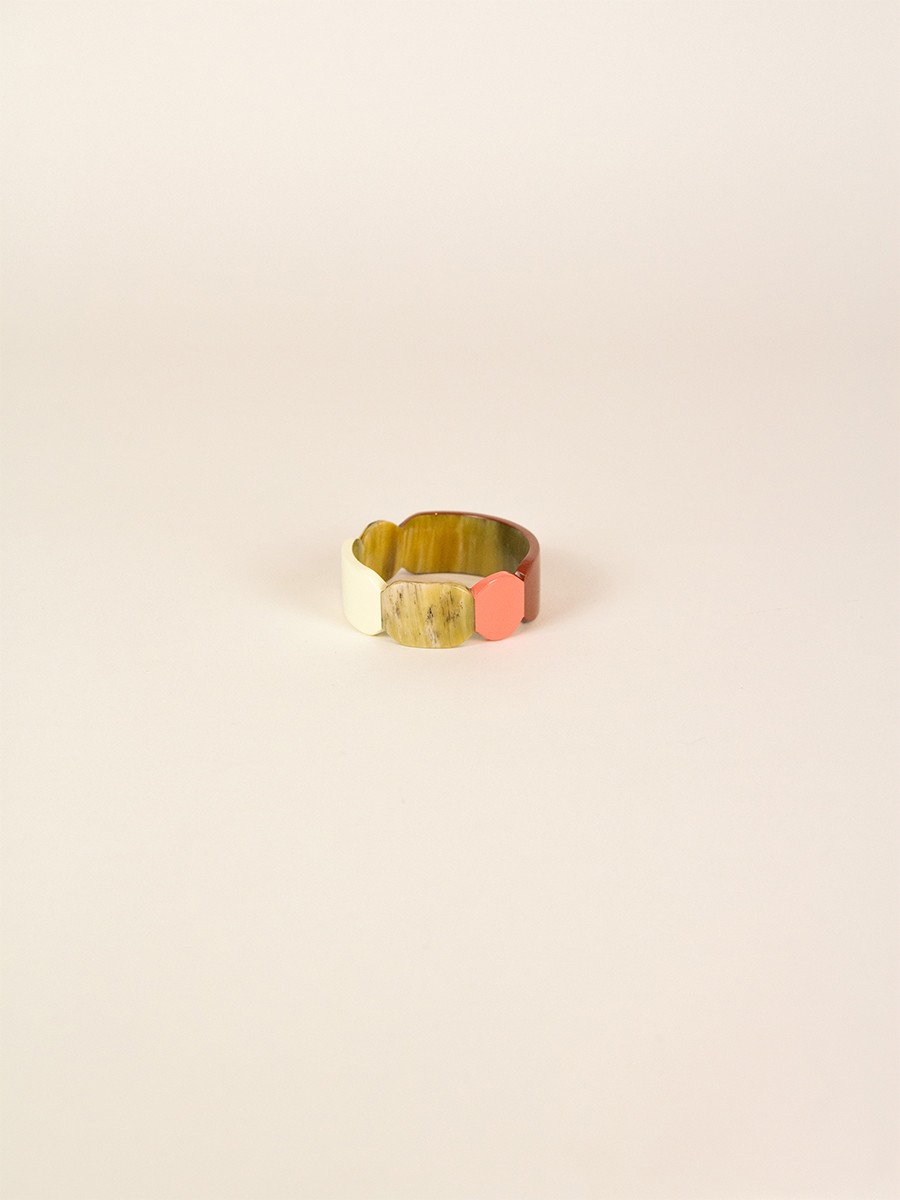 Bracelet 25 Totem en corne blonde et laque Bordeaux taille S