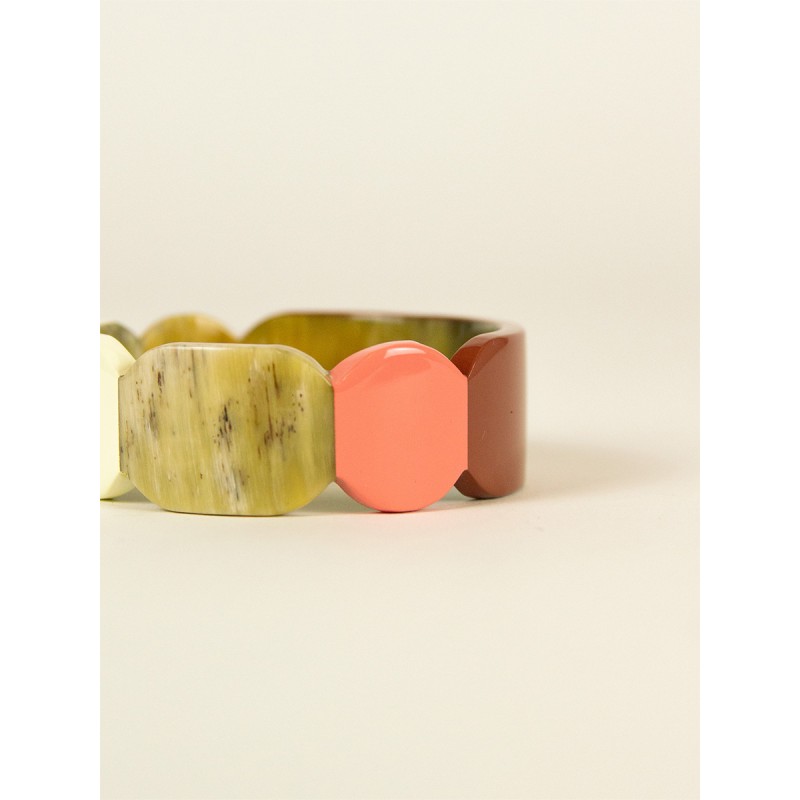 Bracelet 25 Totem en corne blonde et laque Bordeaux taille S