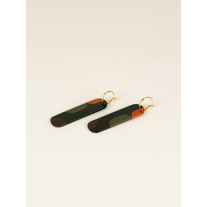 Créoles 75 Nymphe en corne noire et laque Kaki