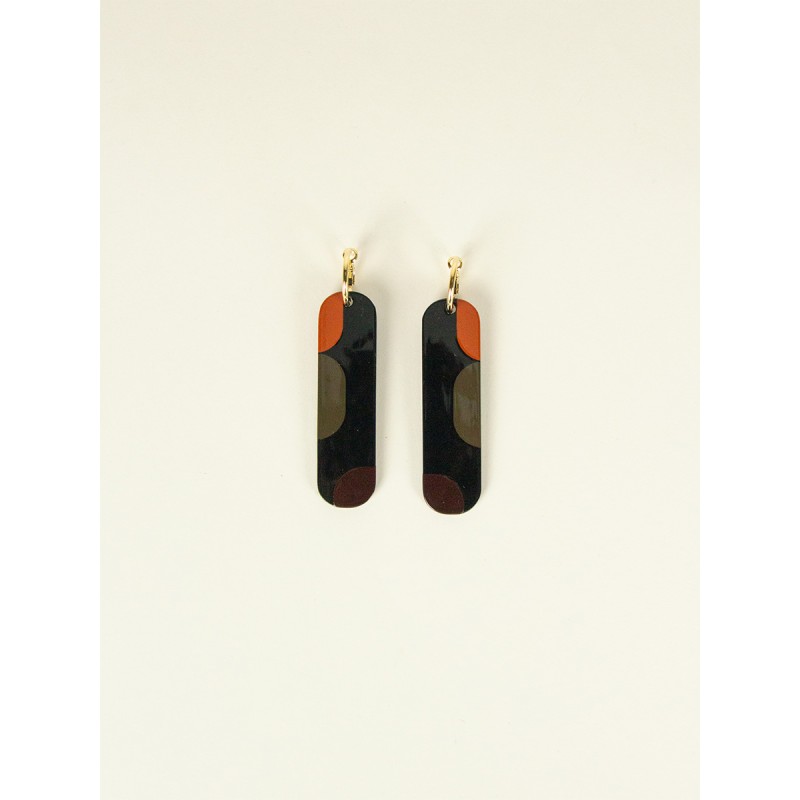 Créoles 75 Nymphe en corne noire et laque Kaki