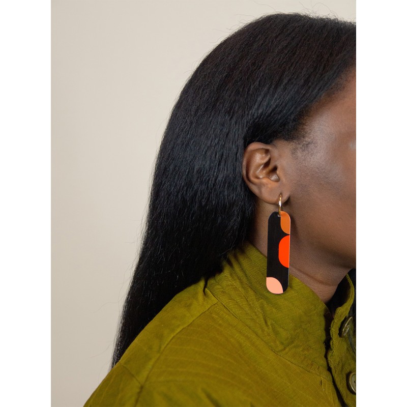 Créoles 75 Nymphe en corne noire et  laque Roux