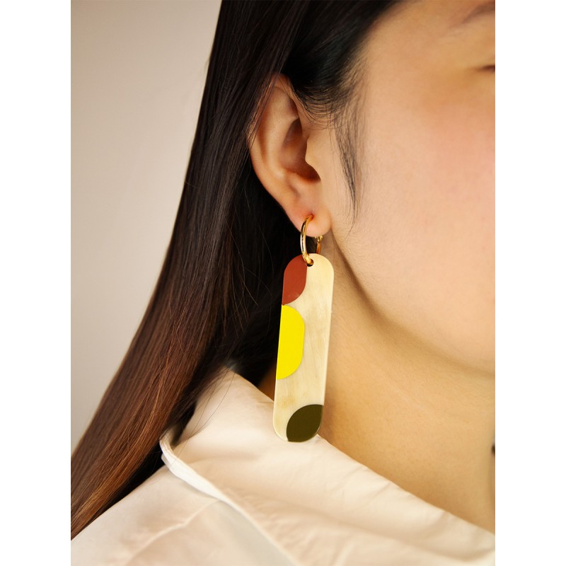 Créoles 75 Nymphe en corne blonde et laque Lime