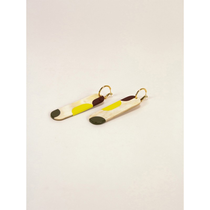 Créoles 75 Nymphe en corne blonde et laque Lime