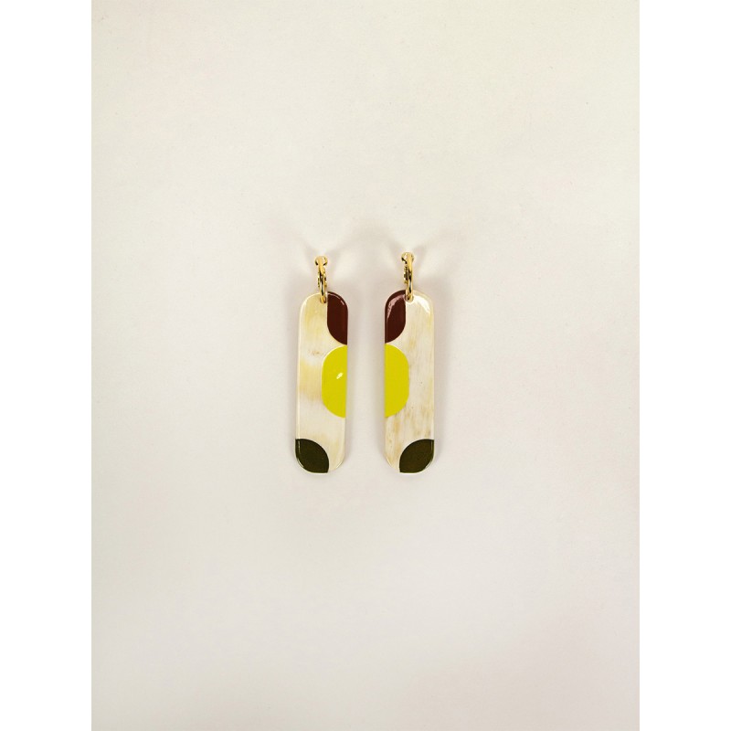 Créoles 75 Nymphe en corne blonde et laque Lime