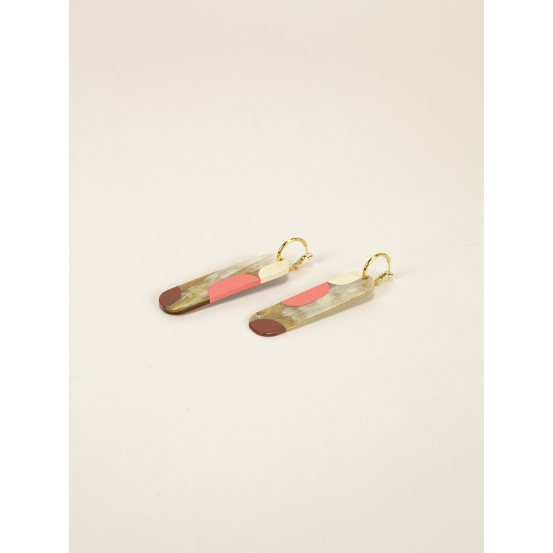 Créoles 75 Nymphe en corne blonde et laque Bordeaux